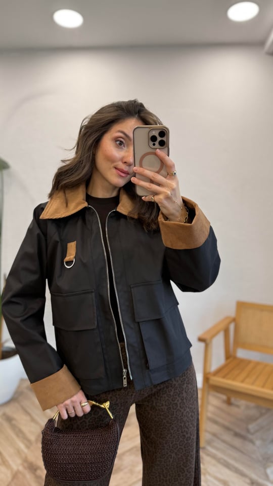 KAHVE 5303 KADİFE YAKA KISA TRENÇ 