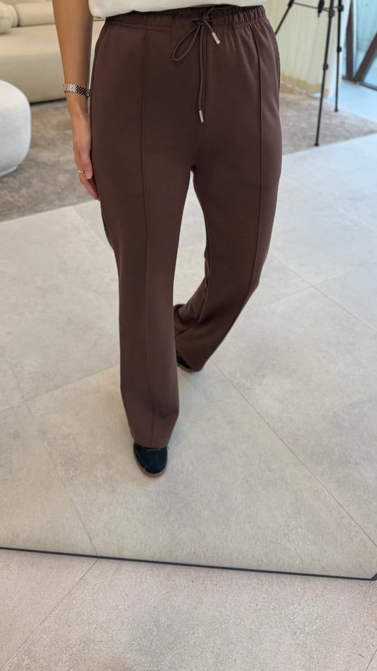 KAHVE 5802 NERVÜRLÜ GENİŞ PAÇA PANTOLON