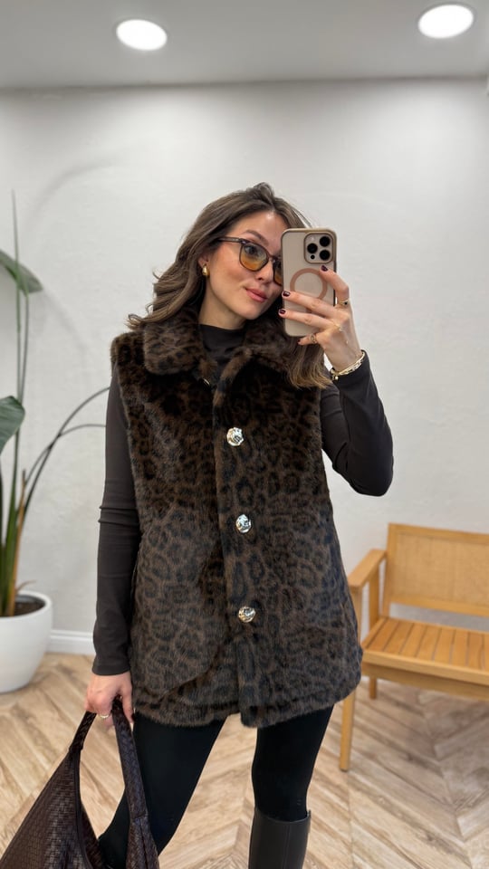 KAHVE 6245 LEOPAR YELEK