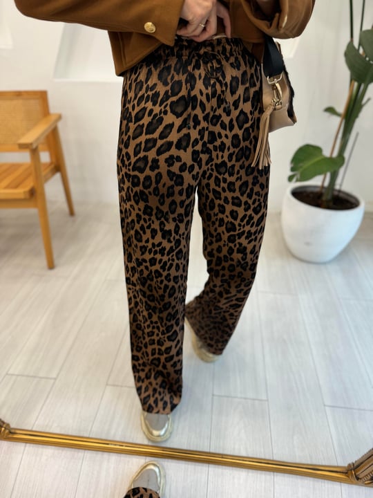 KAHVE 6513 LEOPAR DESEN PANTOLON