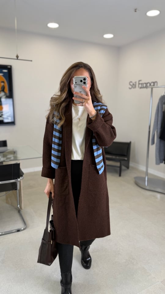 KAHVE 6635 UZUN TRİKO HIRKA 