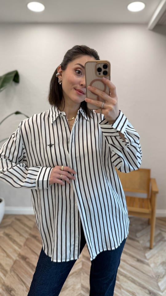 KAHVE 7066 CİZGİLİ GÖMLEK 