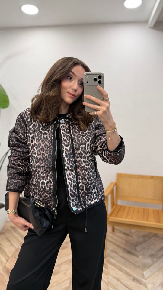 KAHVE  9507 LEOPAR DESEN CEKET 