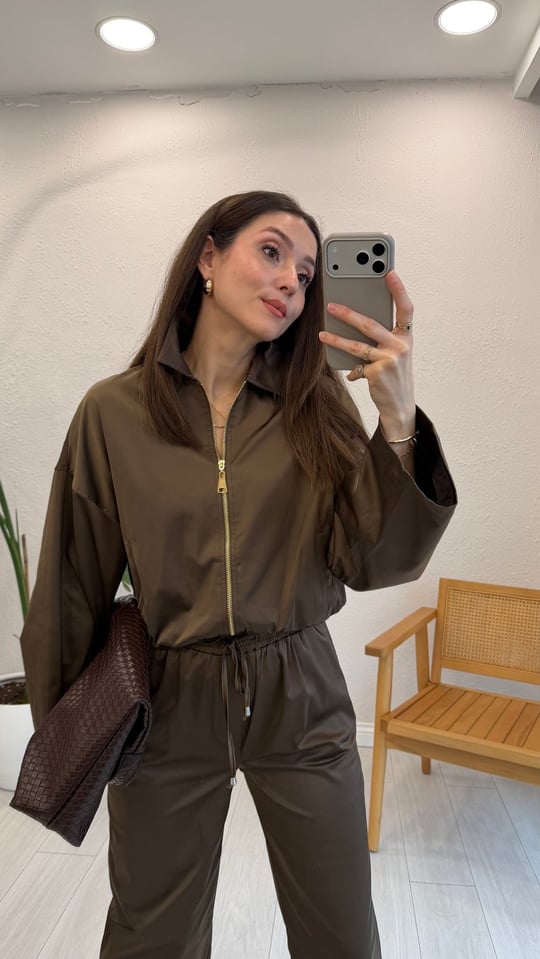 KAHVE 9693 SATEN BOMBER CEKET 