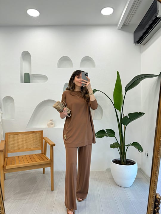 KAHVERENGİ 4938 BAMBU PANTOLON TAKIM