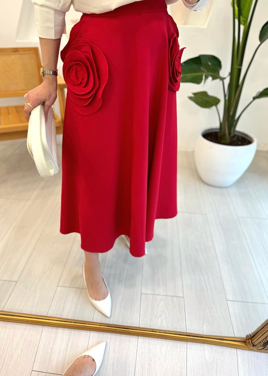 KIRMIZI 4459 MİDİ ETEK