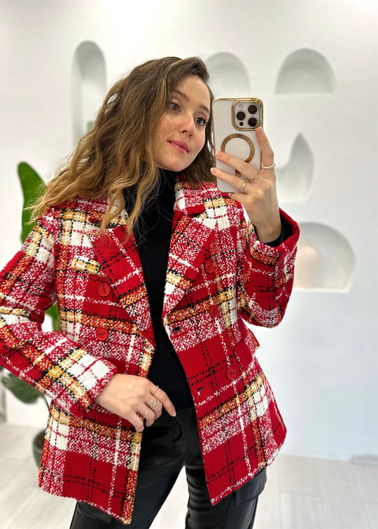 KIRMIZI CHANEL BLAZER CEKET 