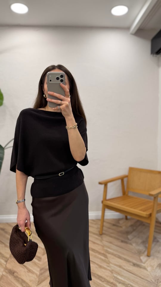 KOYU KAHVE 0838 KEMERLİ KAZAK 
