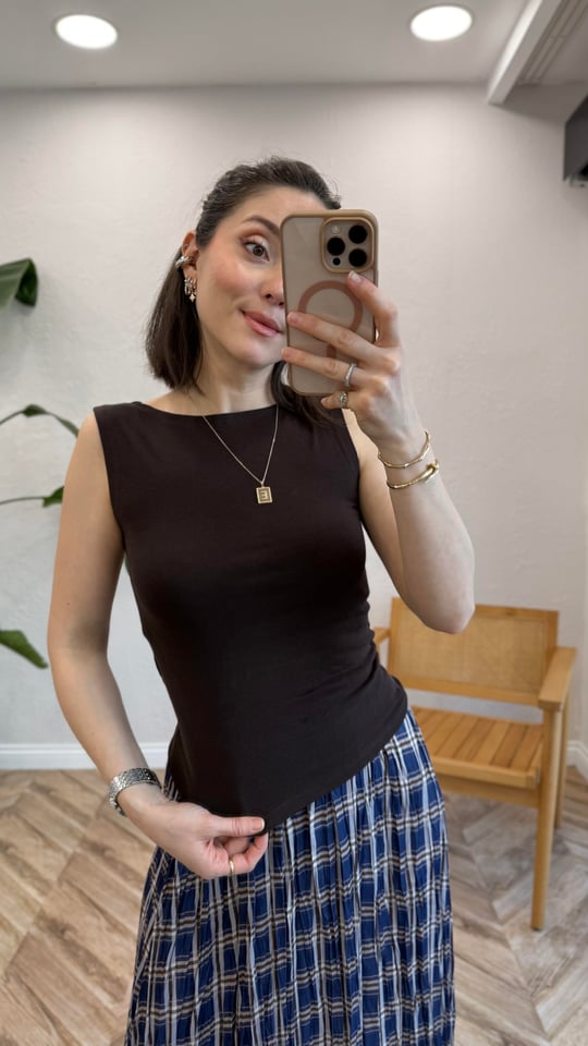 KOYU KAHVE 20868 KAYIK YAKA KOLSUZ CROP