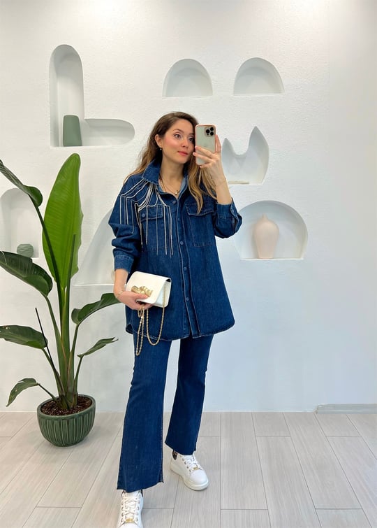 KOYU MAVİ BOOTCUT JEAN 