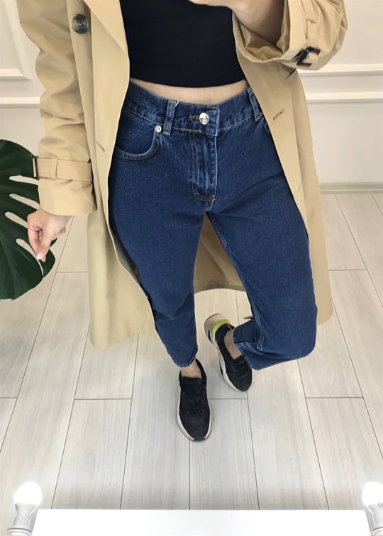 KOYU MAVİ MOM JEAN 