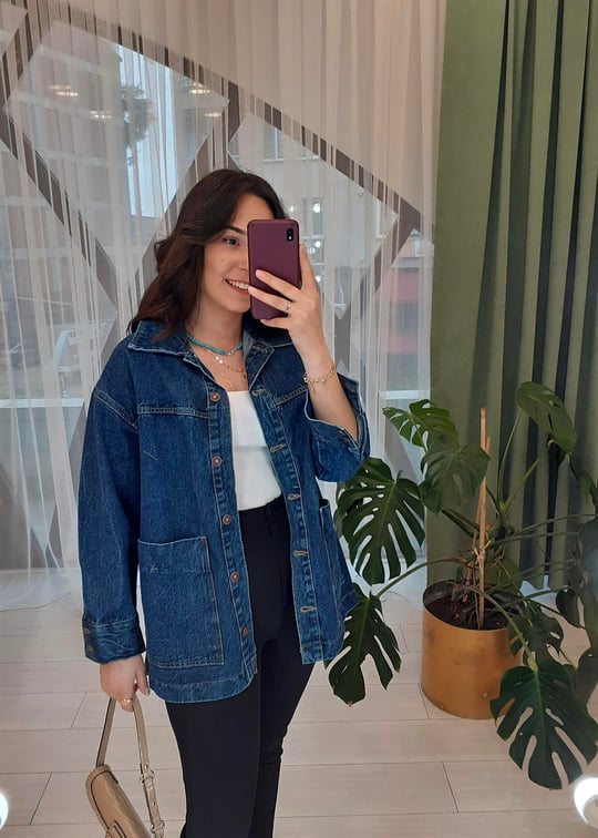 KOYU MAVİ OVERSİZE KOT CEKET
