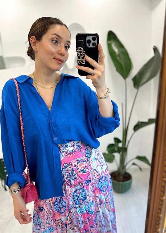 KOYU SAKS 4612 OMZU DÜŞÜK OVERSİZE GÖMLEK