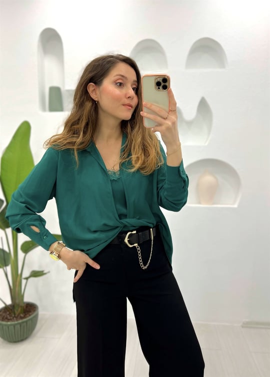 KOYU YEŞİL BLUZ