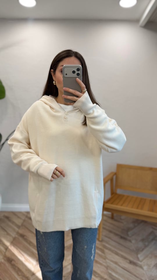 KREM 1044 KAPÜŞONLU KAZAK 