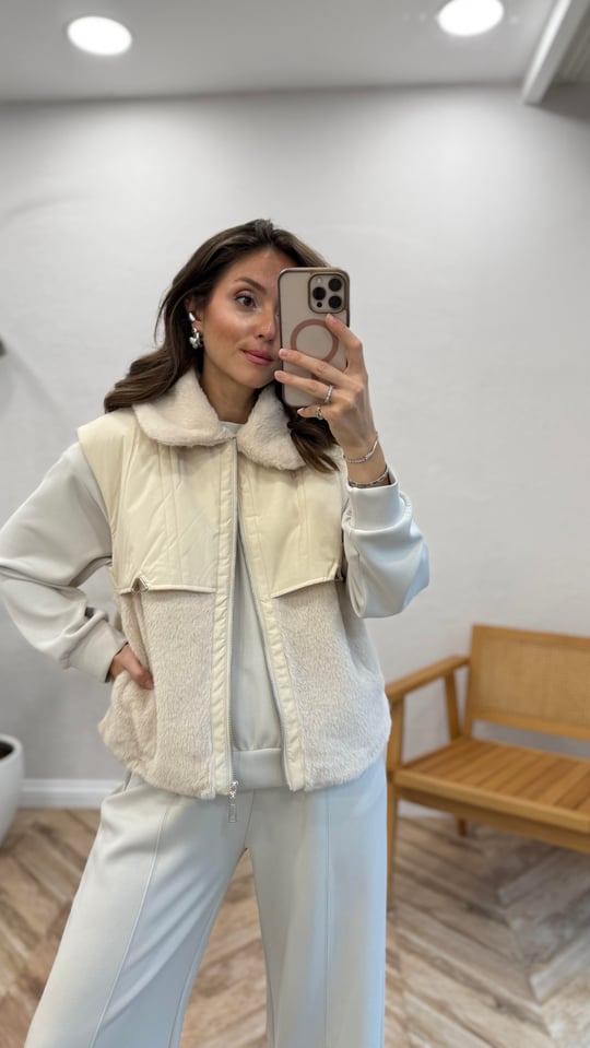KREM 181 KÜRK DETAY YELEK 