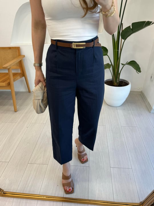 LACİVERT 0110 KETEN PANTOLON 