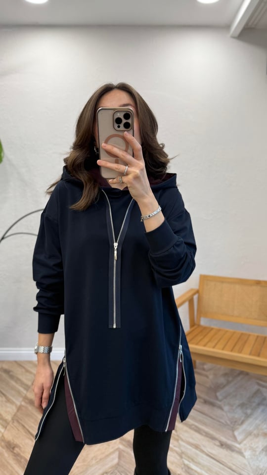 LACİVERT 0731 FERMUAR DETAY SWEAT