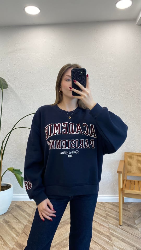LACİVERT 0754 YAZILI SWEATSHİRT 