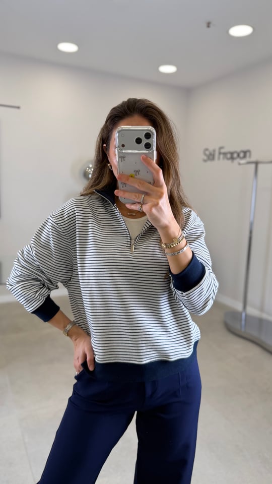 LACİVERT 1005 ÇİZGİLİ SWEAT 
