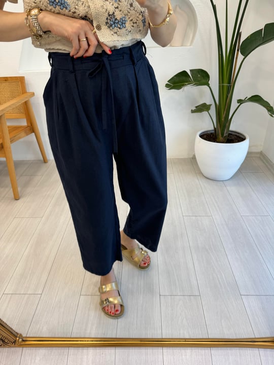 LACİVERT 1655 HAM KETEN PANTOLON 