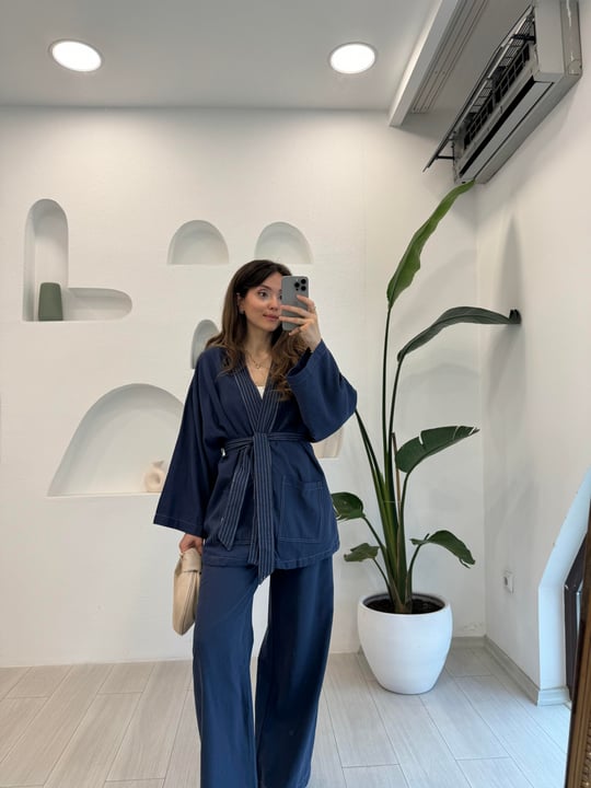 LACİVERT 2078 KİMONO TAKIM 