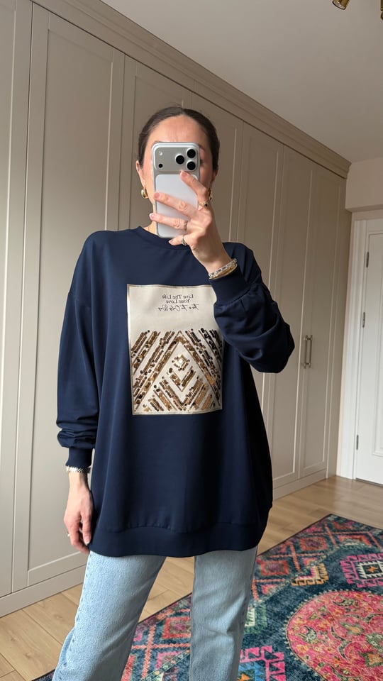 LACİVERT 2695 PUL DETAY SWEATSHİRT 