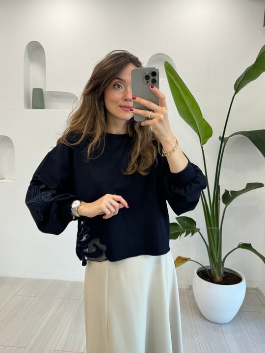 LACİVERT 2829 NAKIŞ DETAY SWEAT 