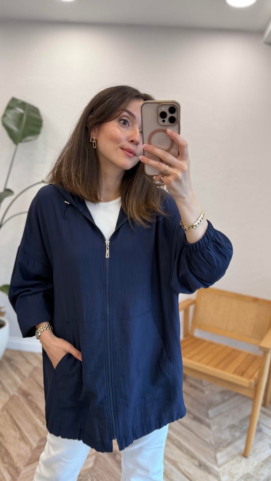 LACİVERT 33228 KANGURU CEP BOMBER 