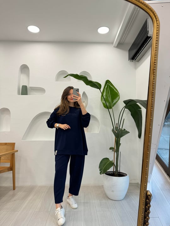 LACİVERT 33569 BASKILI TAKIM 