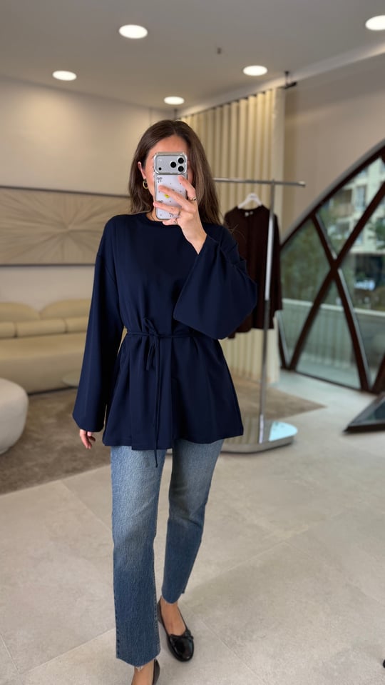 LACİVERT 3550 BEL BAĞLAMLI TUNİK 