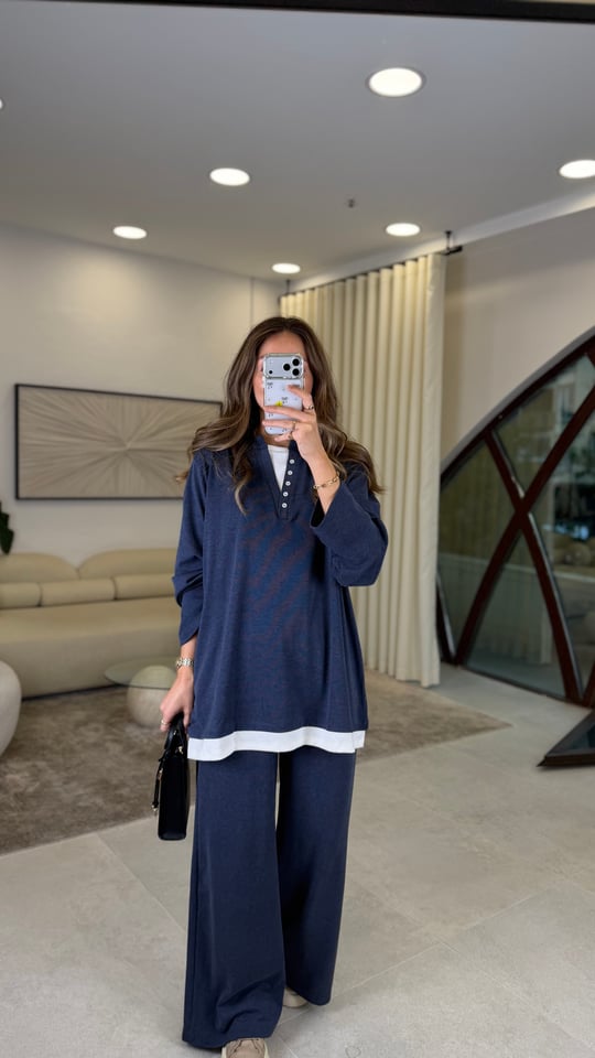 LACİVERT 3586 DÜĞME DETAY TAKIM 