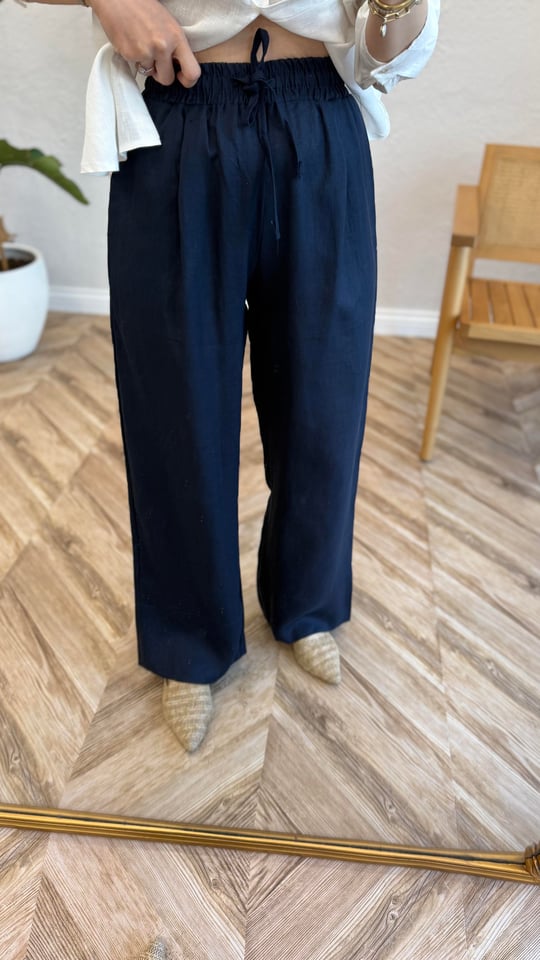 LACİVERT 4088 KETEN PANTOLON