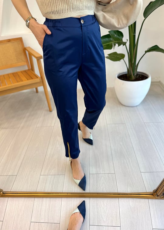 LACİVERT 4435 SATEN PANTOLON