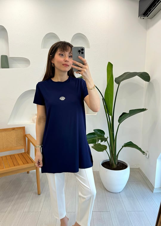 LACİVERT 4491 AKSESUARLI TİŞÖRT