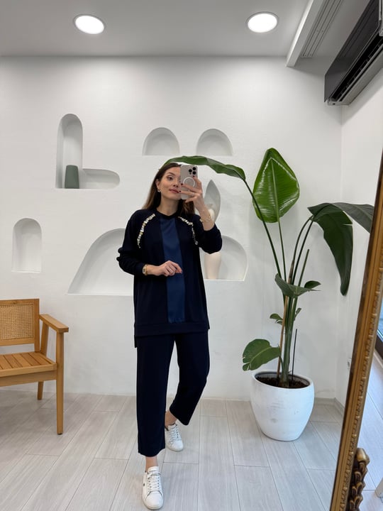 LACİVERT 4623 TAŞLI PAMUK TAKIM