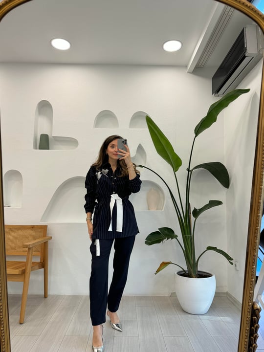 LACİVERT 4648 ÇİZGİLİ TAKIM