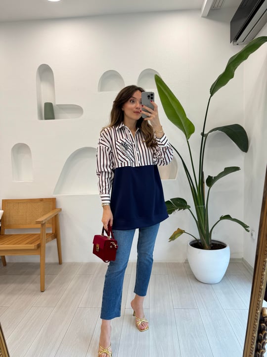 LACİVERT 4661 GÖMLEK DETAY SWEAT 