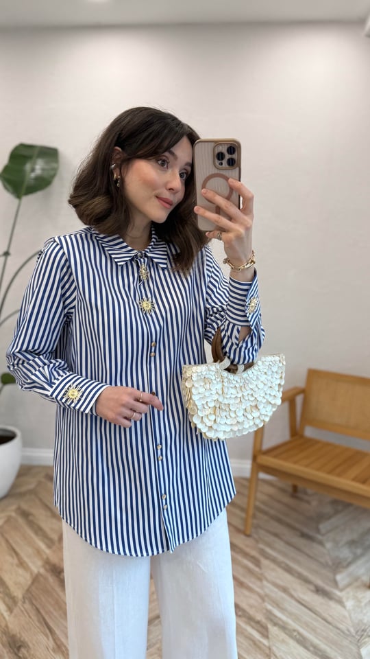 LACİVERT 4811 CİZGİLİ GÖMLEK