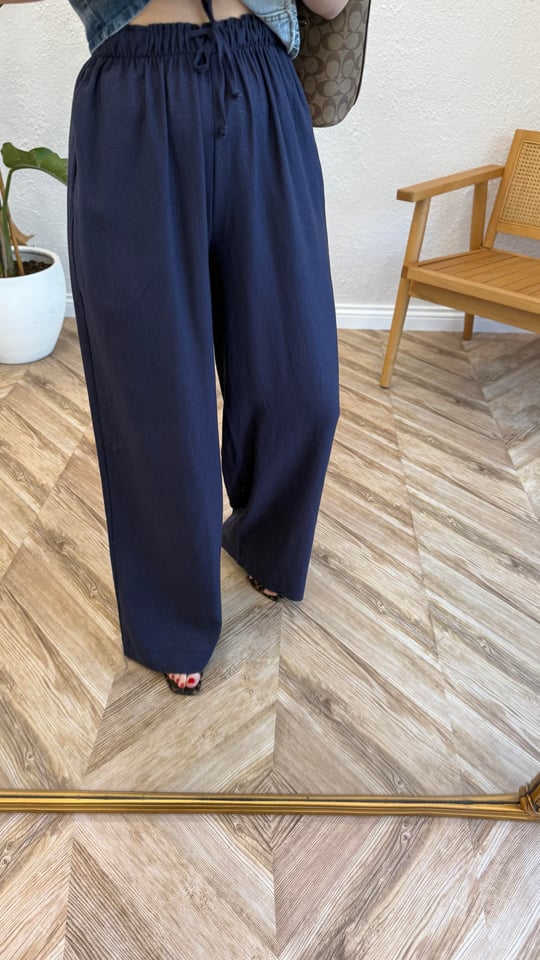 LACİVERT 51017 KETEN PANTOLON 