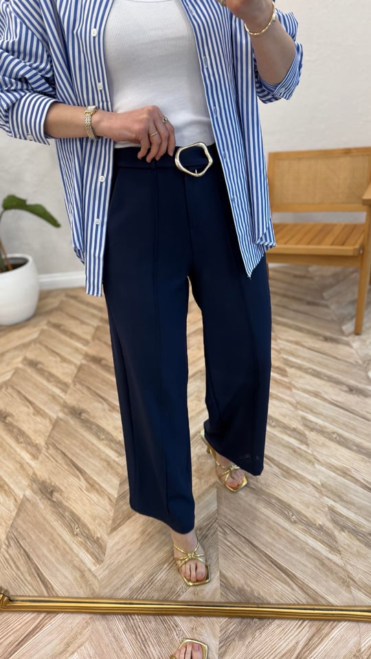 LACİVERT 5354 KEMERLİ PANTOLON 