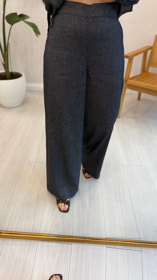 LACİVERT 6307 DENİM KETEN PANTOLON
