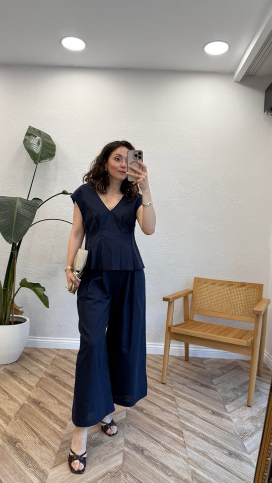 LACİVERT 7256 BLUZ PANTOLON  TAKIM