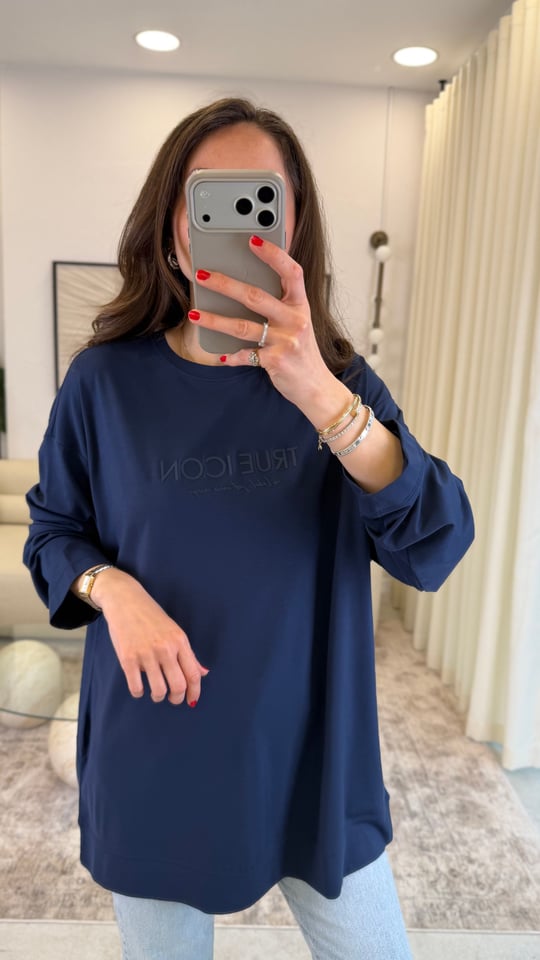 LACİVERT 7523 BASKILI SWEATSHİRT 