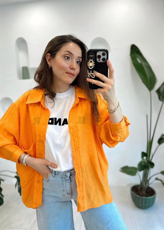 MANGO 4612 OMZU DÜŞÜK OVERSİZE GÖMLEK 