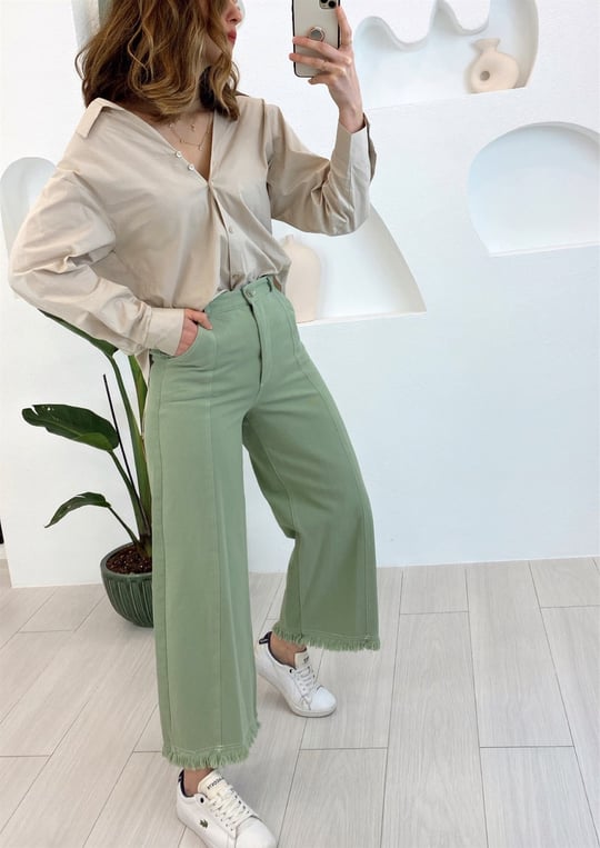MİNT ÖN VE ARKA ORT. DİKİŞLİ PÜSKÜLLÜ PANT