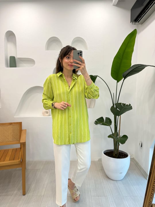 NEON YEŞİL 8745 GÖMLEK 