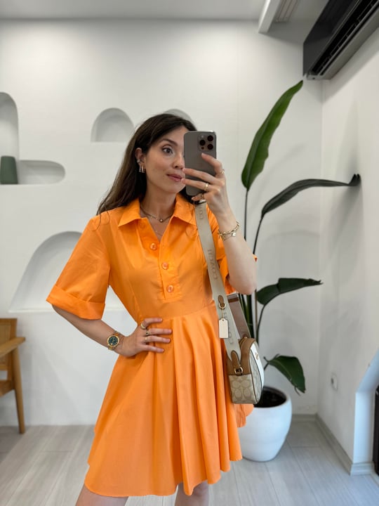 ORANJ 12188 GÖMLEK ELBİSE