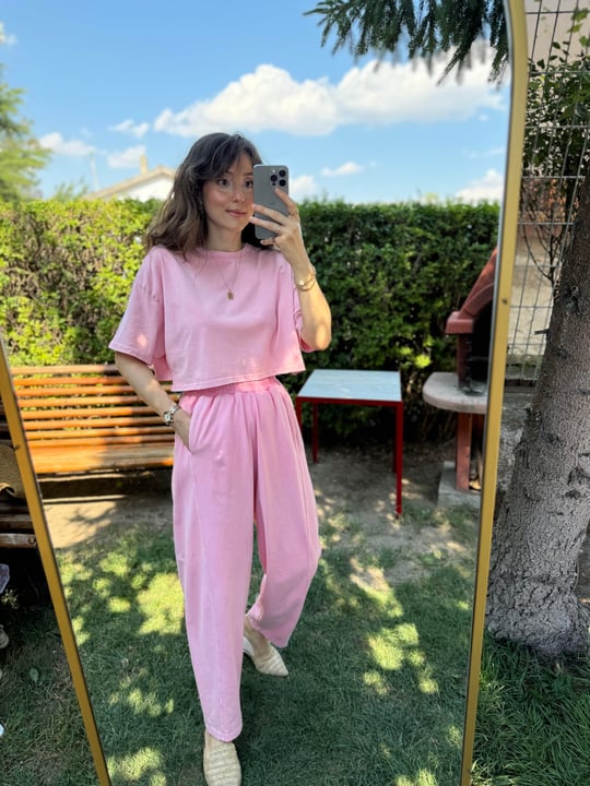 PEMBE 0057 ŞALVAR TSHİRT TAKIM 