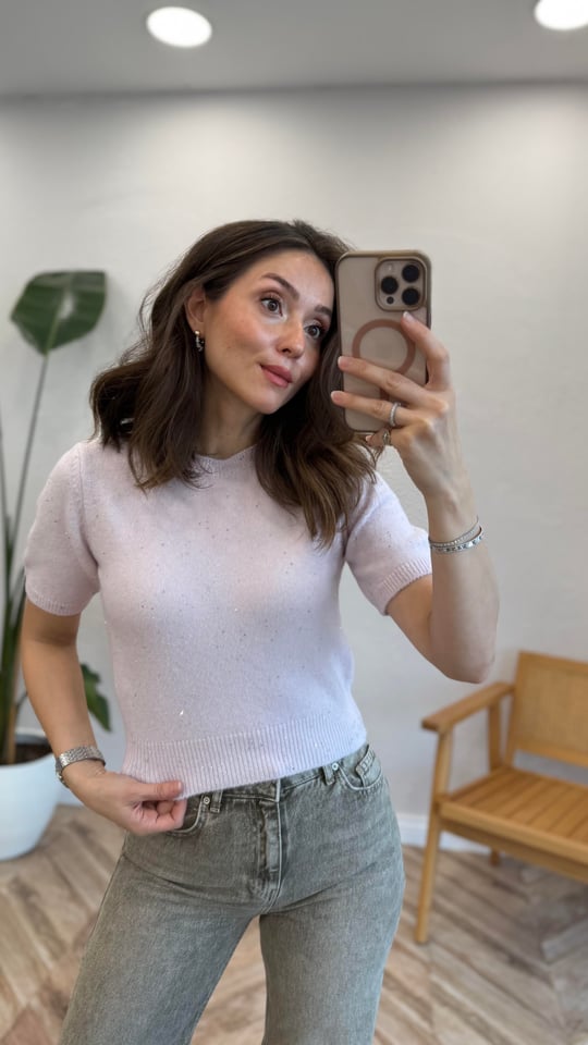 PEMBE 0703 PULLU KISA KOL TRİKO 